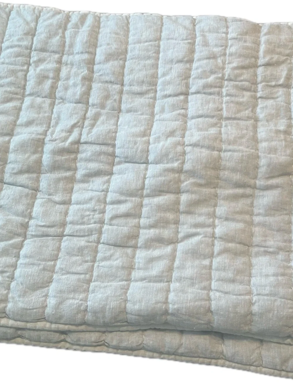 2 West Elm European Flax Linen and Cotton Pick Stitch Arctic Blue King Shams (2)